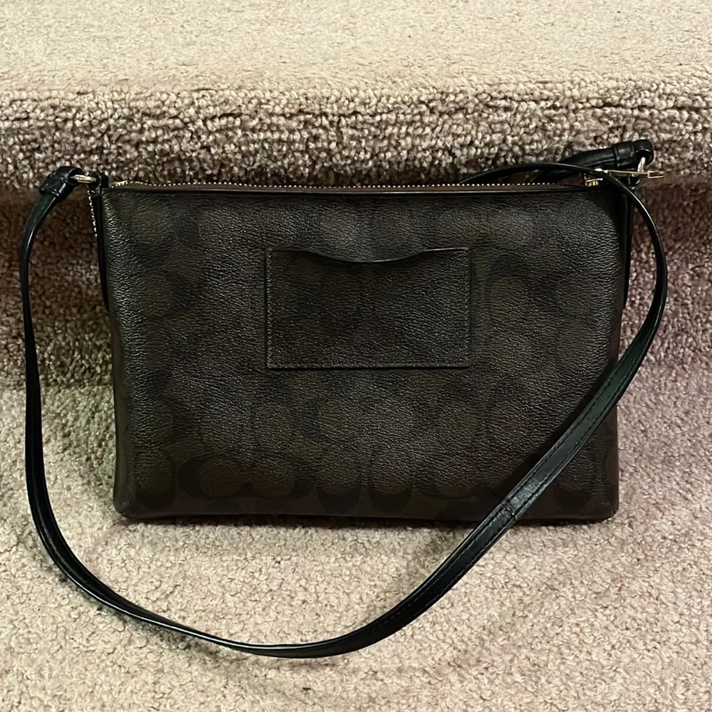Coach Brown Signature Crossbody Bag with Black Strap - Picture 3 of 7